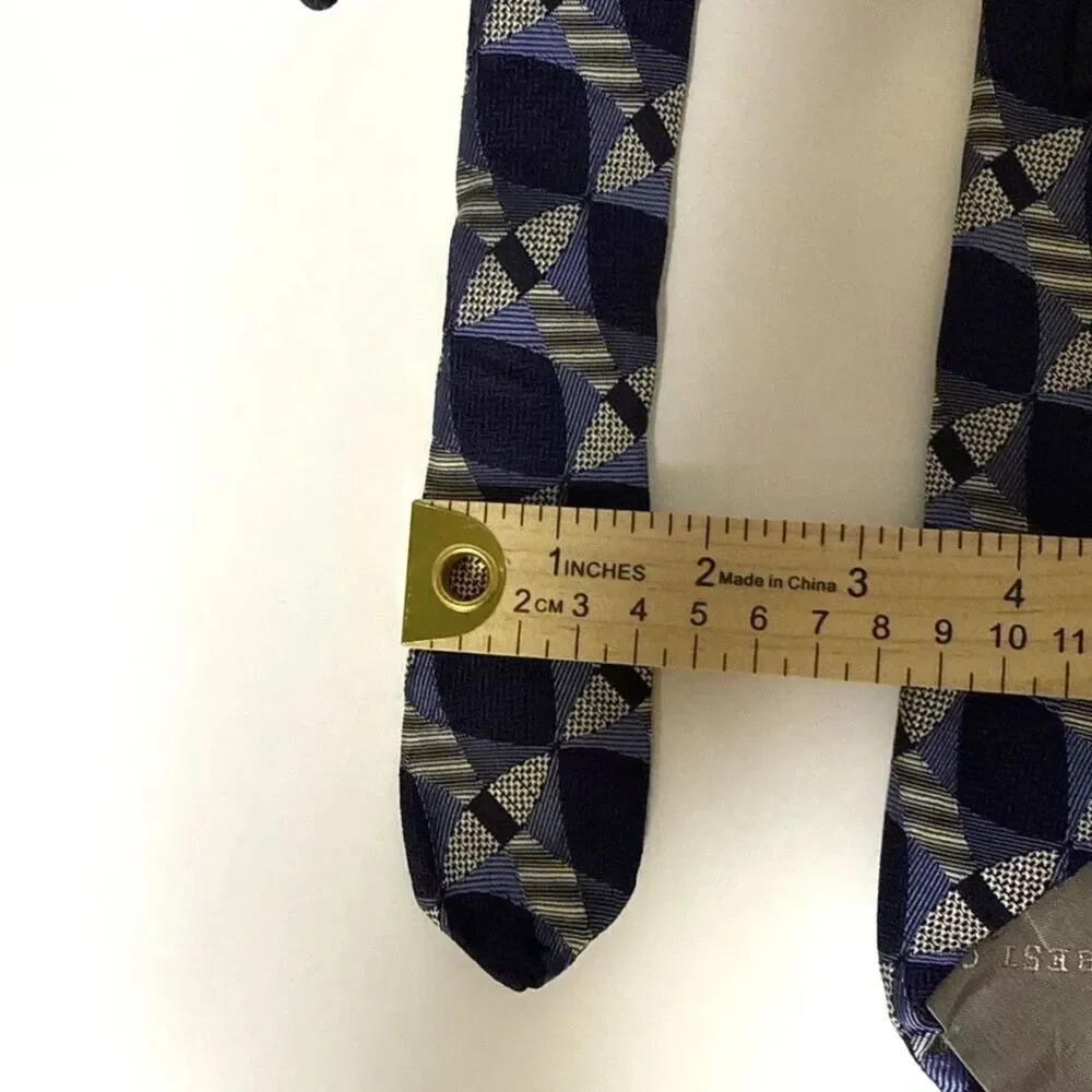 Robert Talbott Mens Blue Geometric Handsewn In USA Tie 100% Silk Necktie